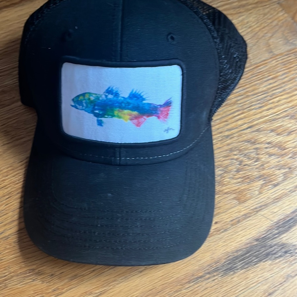 Rainbow fish trucker hat